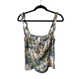 Reformation Smocked Floral Tank Top